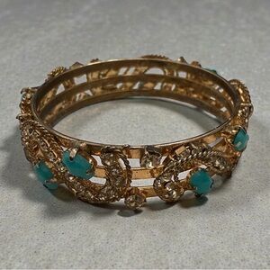 Vintage Extra Small 1 1/2 inch Diameter Rare Unique Elegant Bejeweled Bracelet